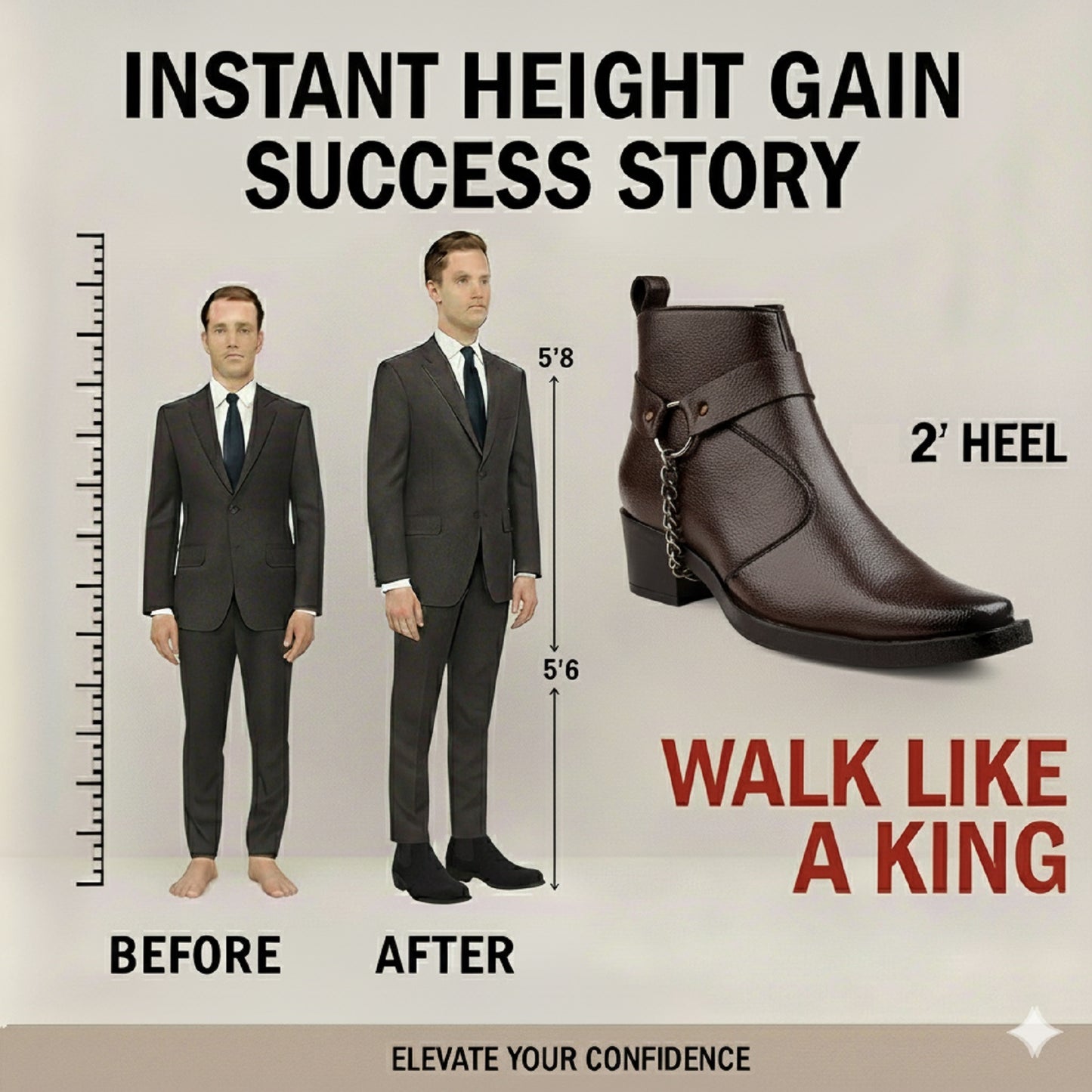 Stylish 2-Inch Heel Height Elevator Boots – Boost Confidence & Comfort