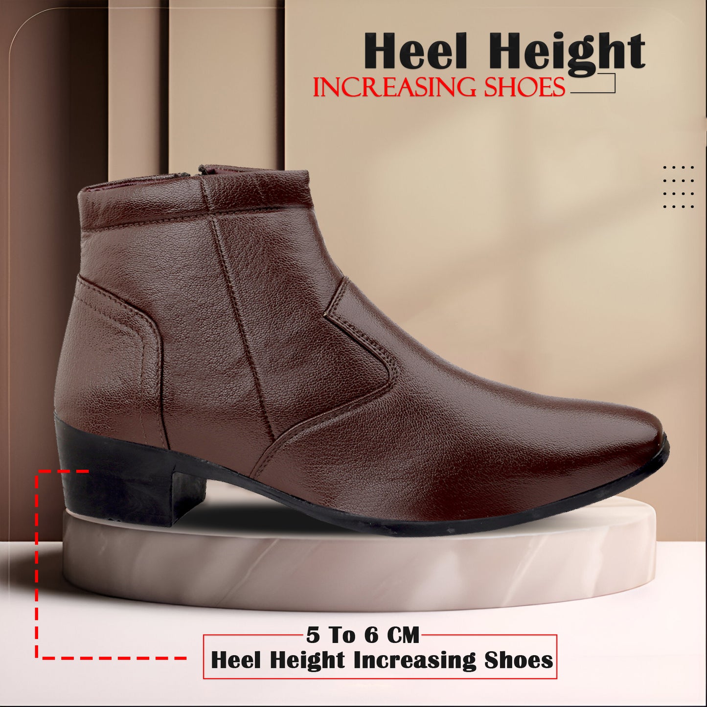 Bxxy 2-Inch Lift Formal Zipper Boots for Men