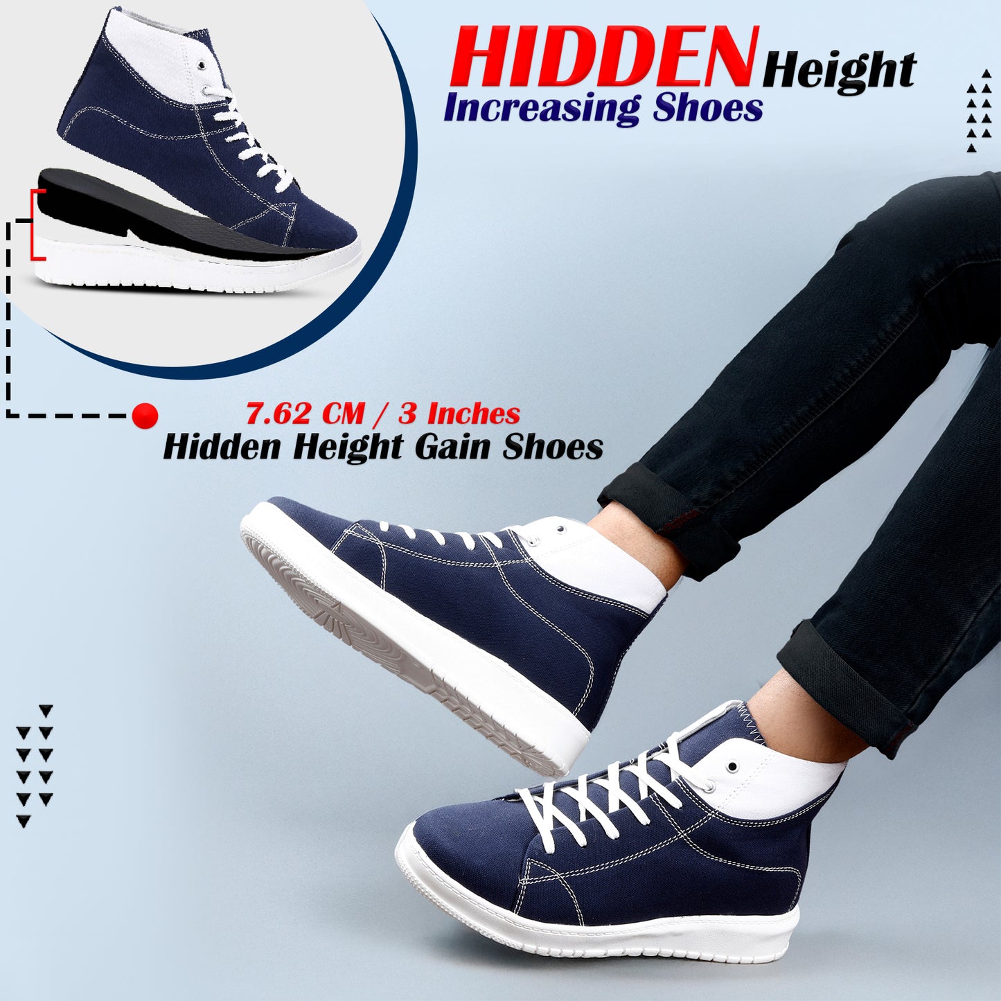 Magical 3 Inch Hidden Height Increasing Sports Shoes for All Day Comfort