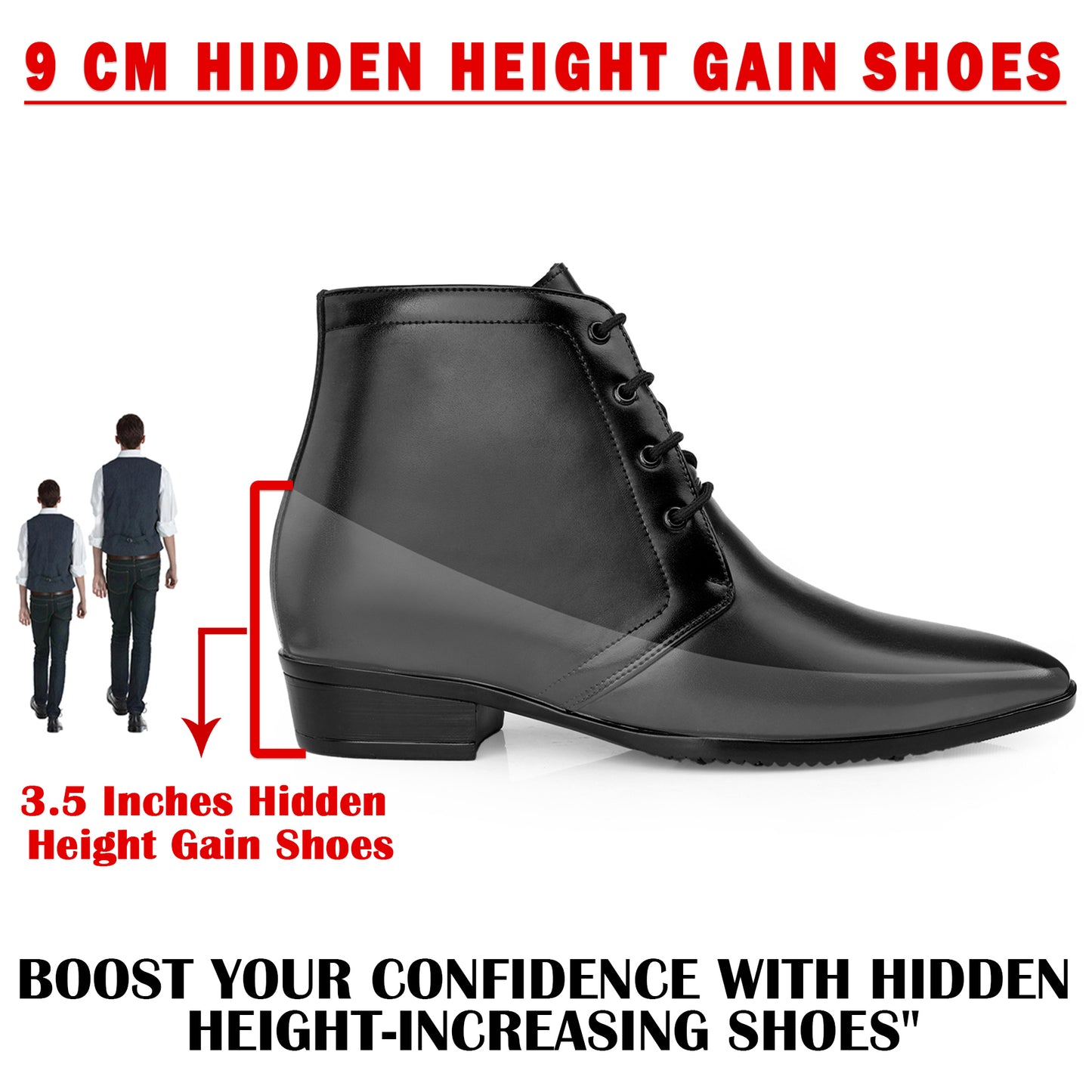 Elegant Lace-Up Elevator Boots – 3.5 Inch Height Boost