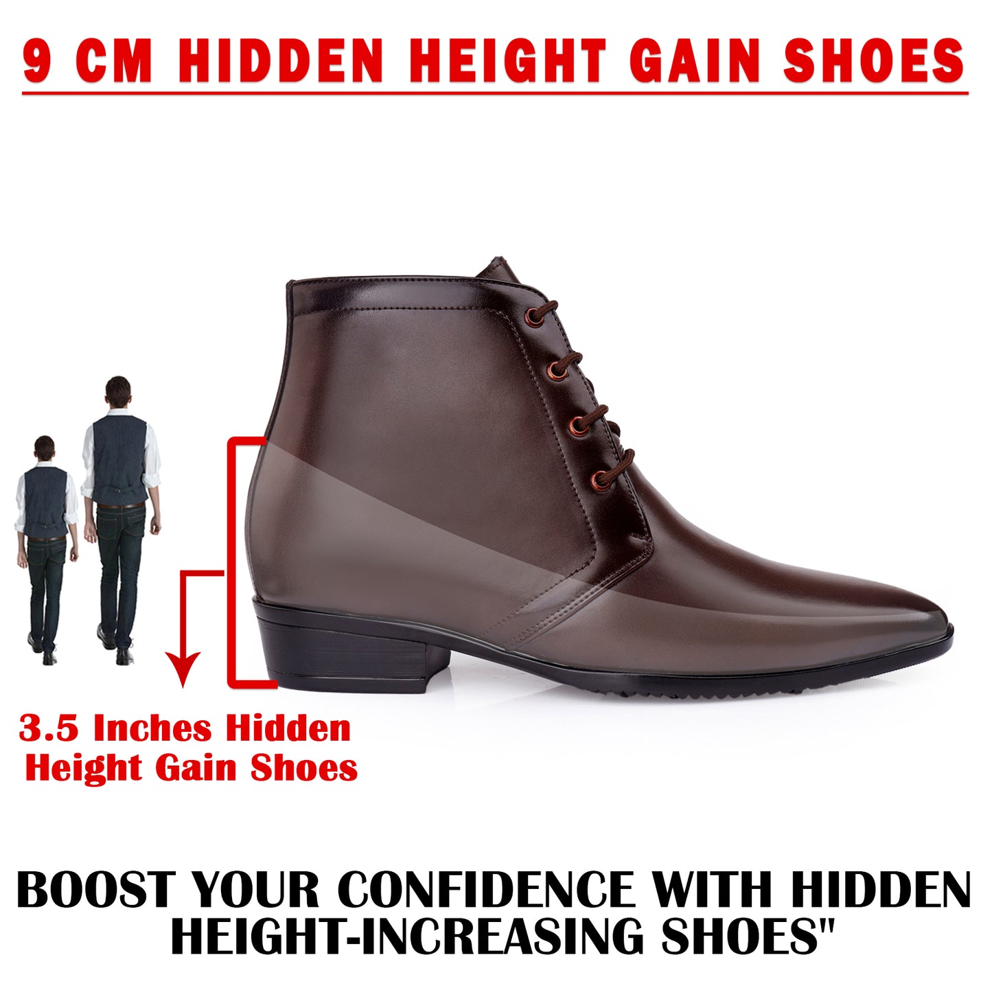 Elegant Lace-Up Elevator Boots – 3.5 Inch Height Boost