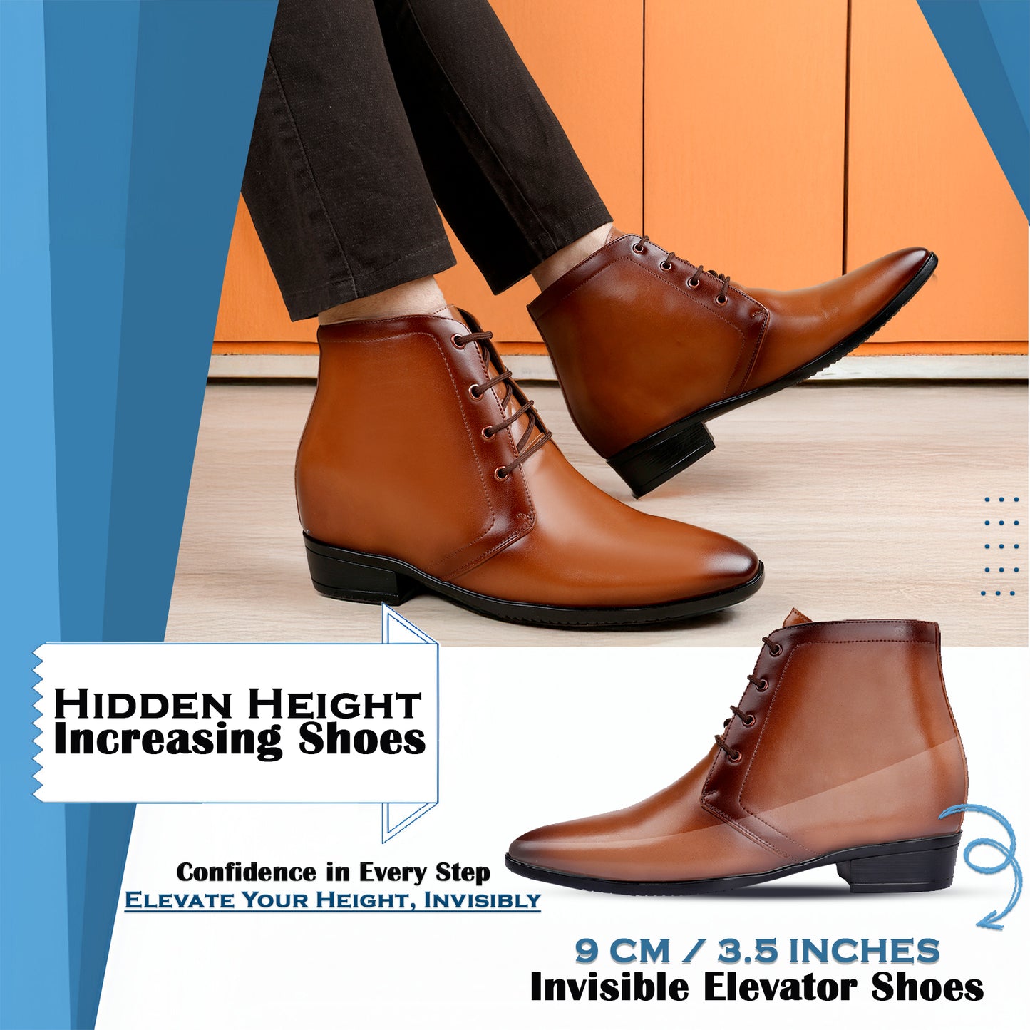 Elegant Lace-Up Elevator Boots – 3.5 Inch Height Boost