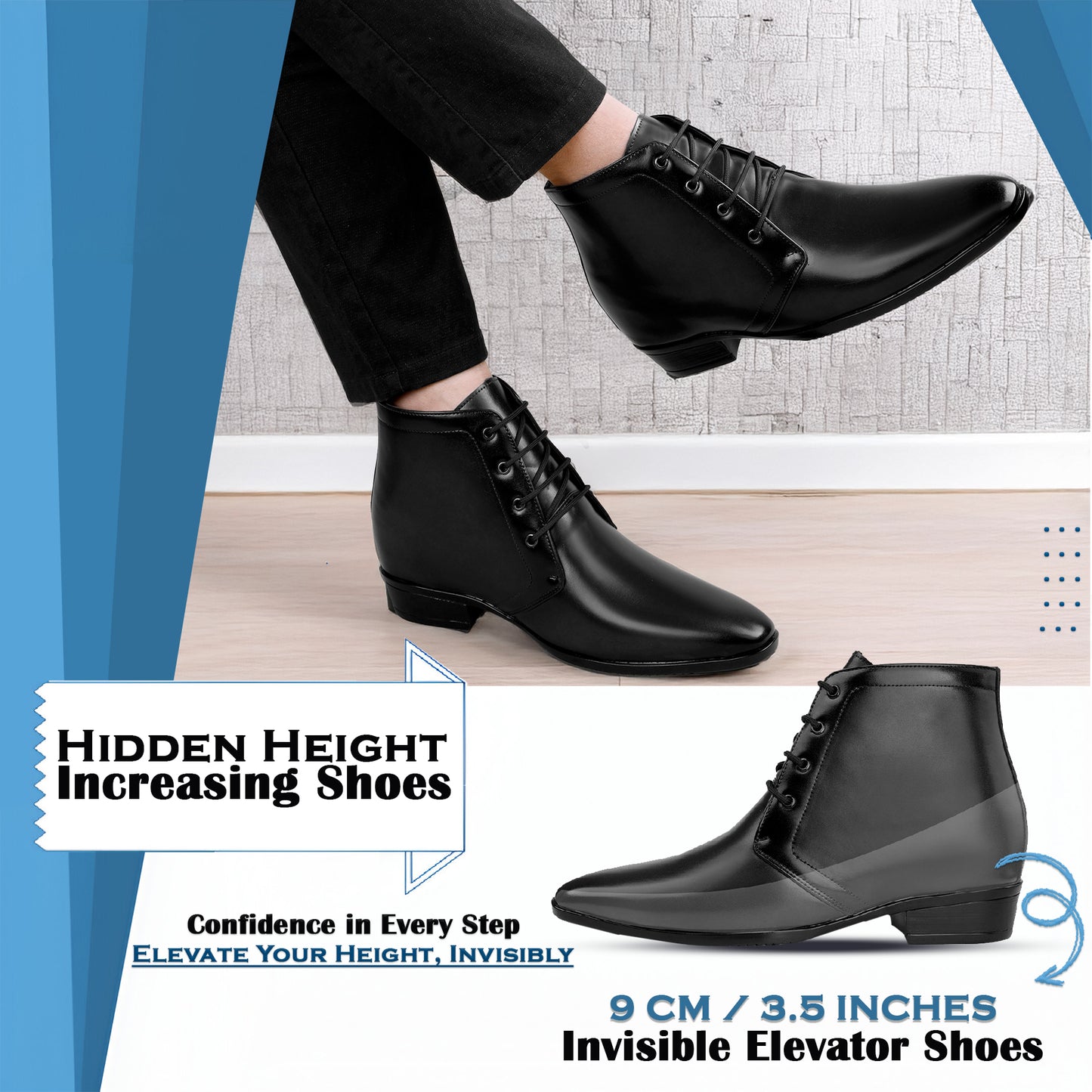 Elegant Lace-Up Elevator Boots – 3.5 Inch Height Boost