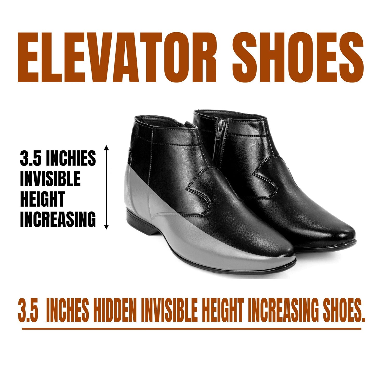 BXXY Men's 3.5 Inches Hidden Height Formal and Casual Boots for All Occasions