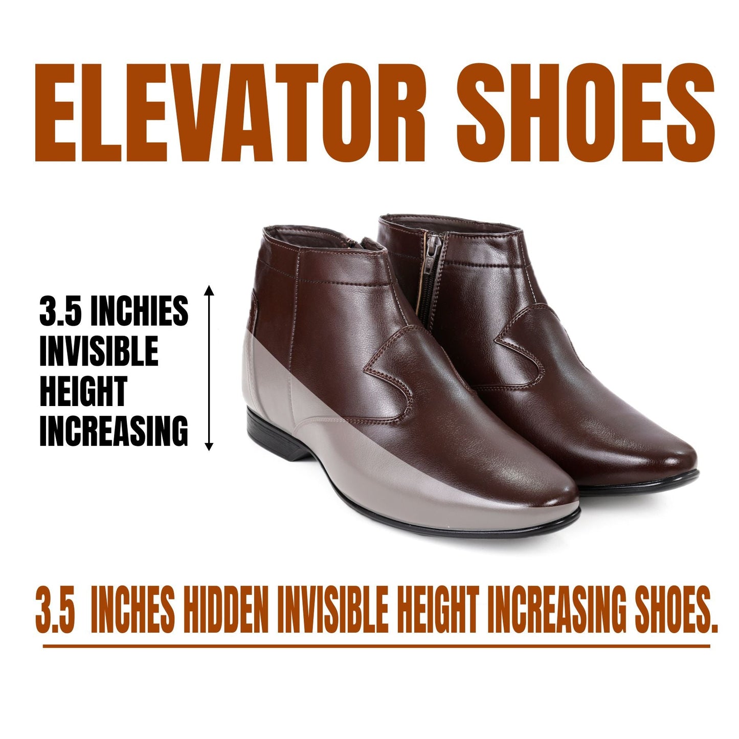 BXXY Men's 3.5 Inches Hidden Height Formal and Casual Boots for All Occasions