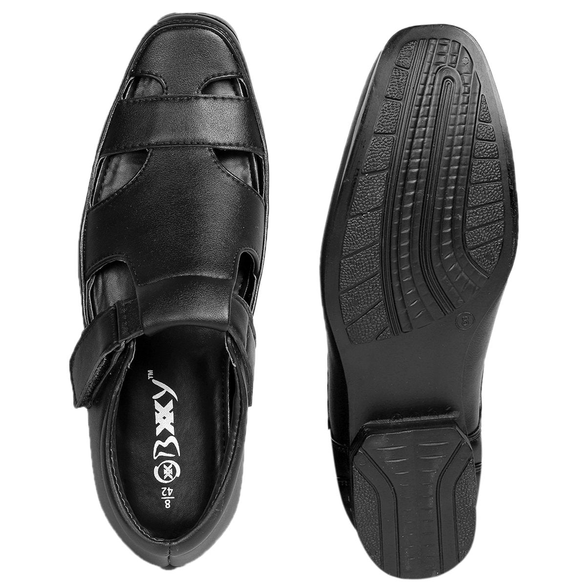 Bxxy's 3 Inch Hidden Height Increasing Elevator Roman Vegan Leather Sandals for Men
