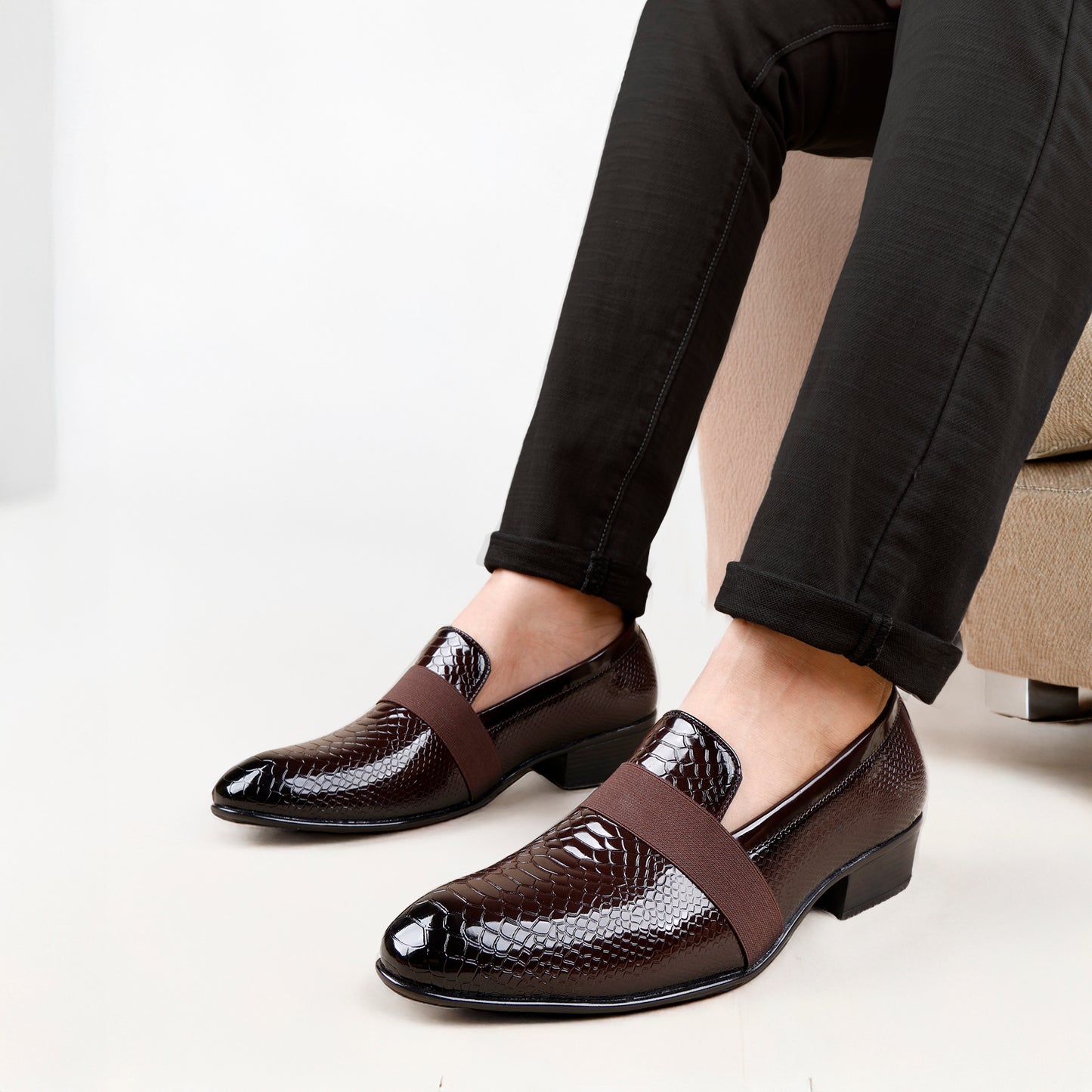 "Stylish Men’s Dress Loafers – Patent Finish