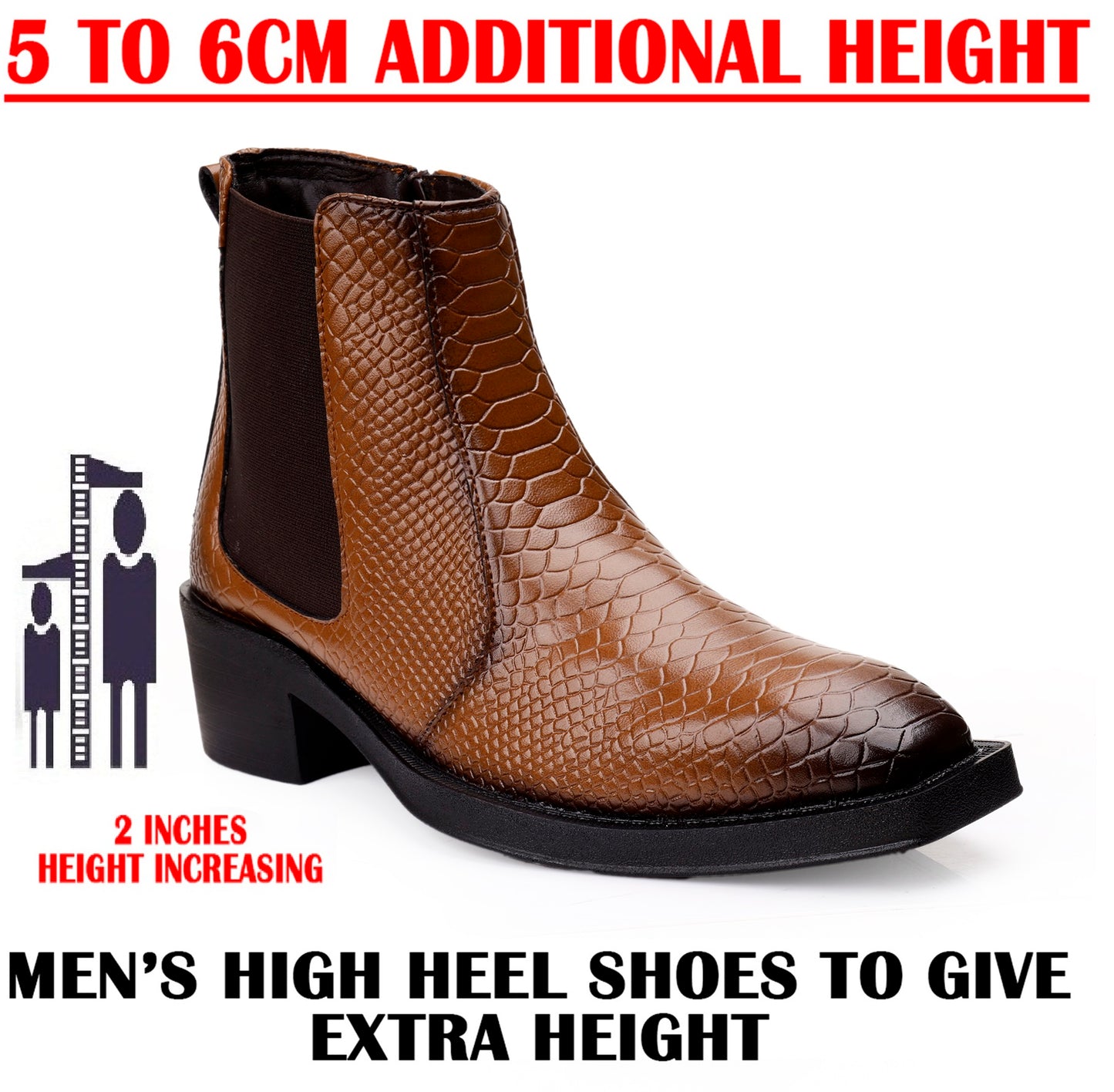 Men’s Stylish 2-Inch Height Boosting Ankle Boots