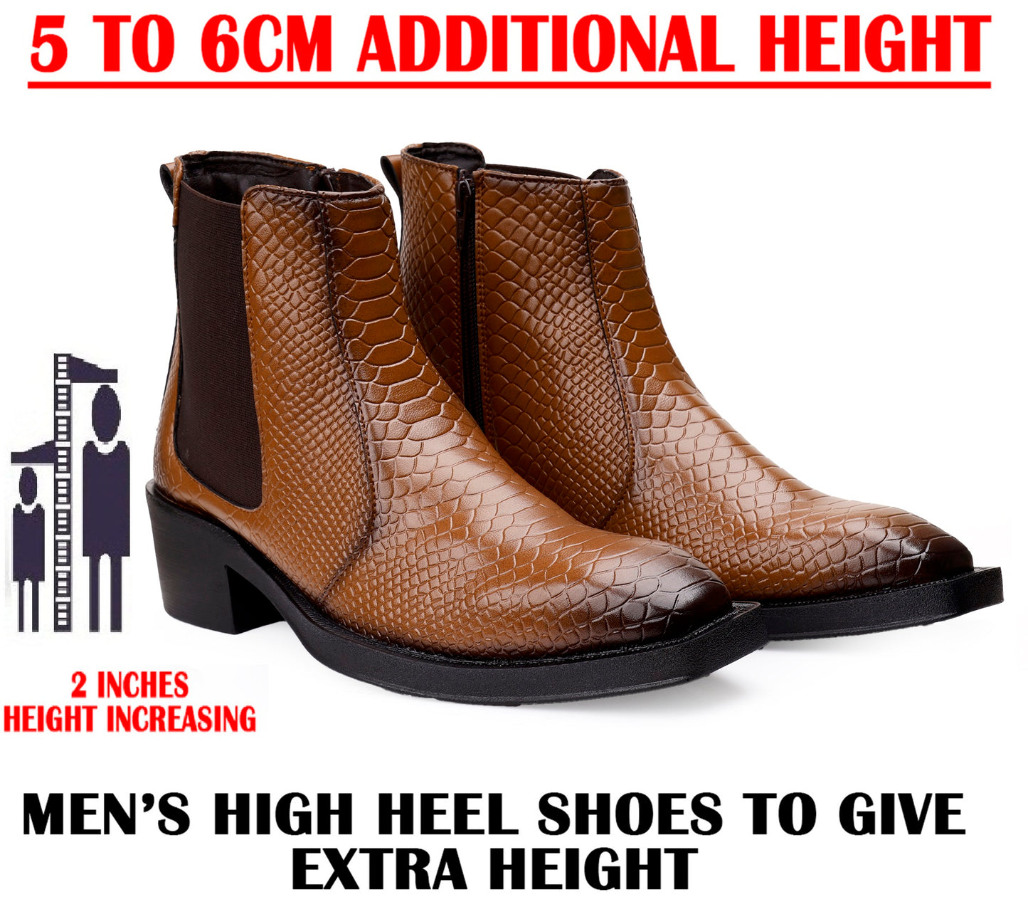 Men’s Stylish 2-Inch Height Boosting Ankle Boots