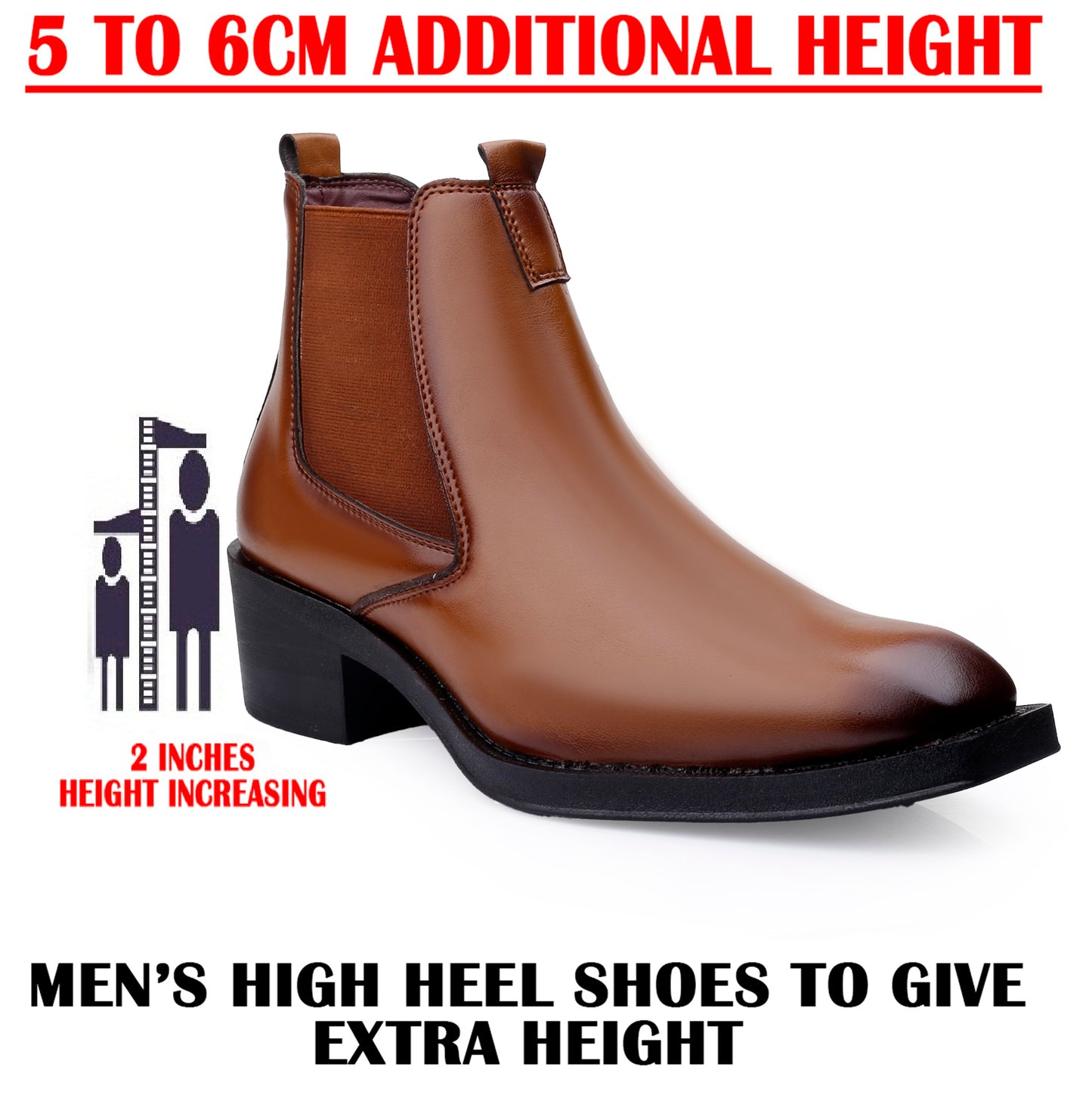 Men’s Elevated Style Boots – 2 Inches Rise, Premium Finish