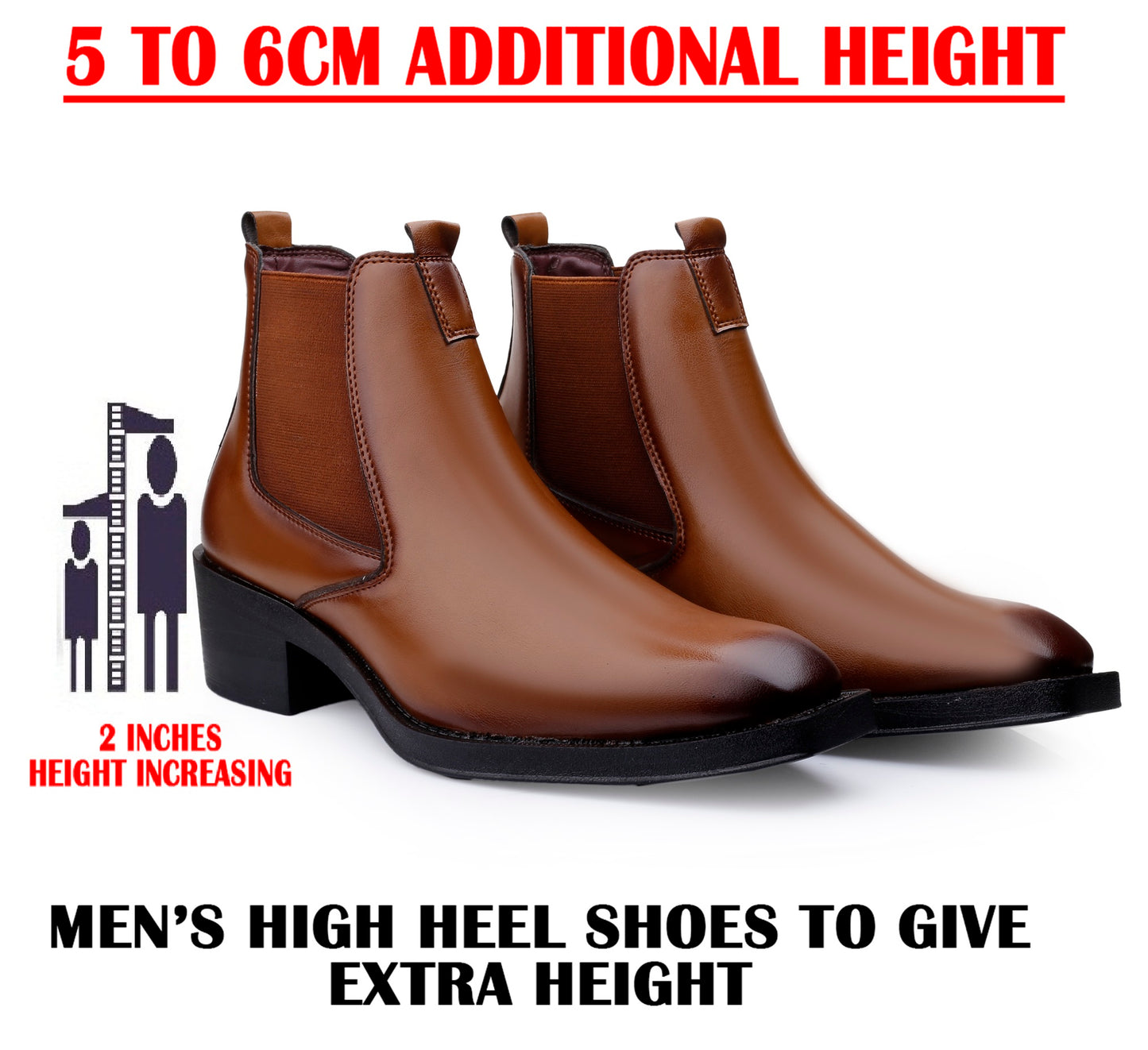 Men’s Elevated Style Boots – 2 Inches Rise, Premium Finish