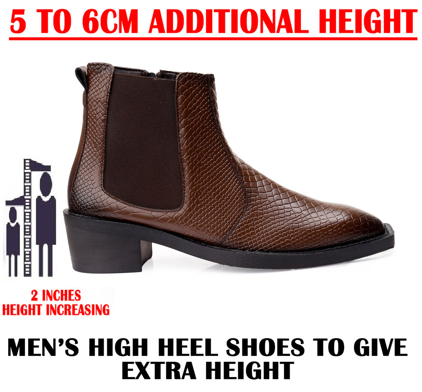 Men’s Stylish 2-Inch Height Boosting Ankle Boots