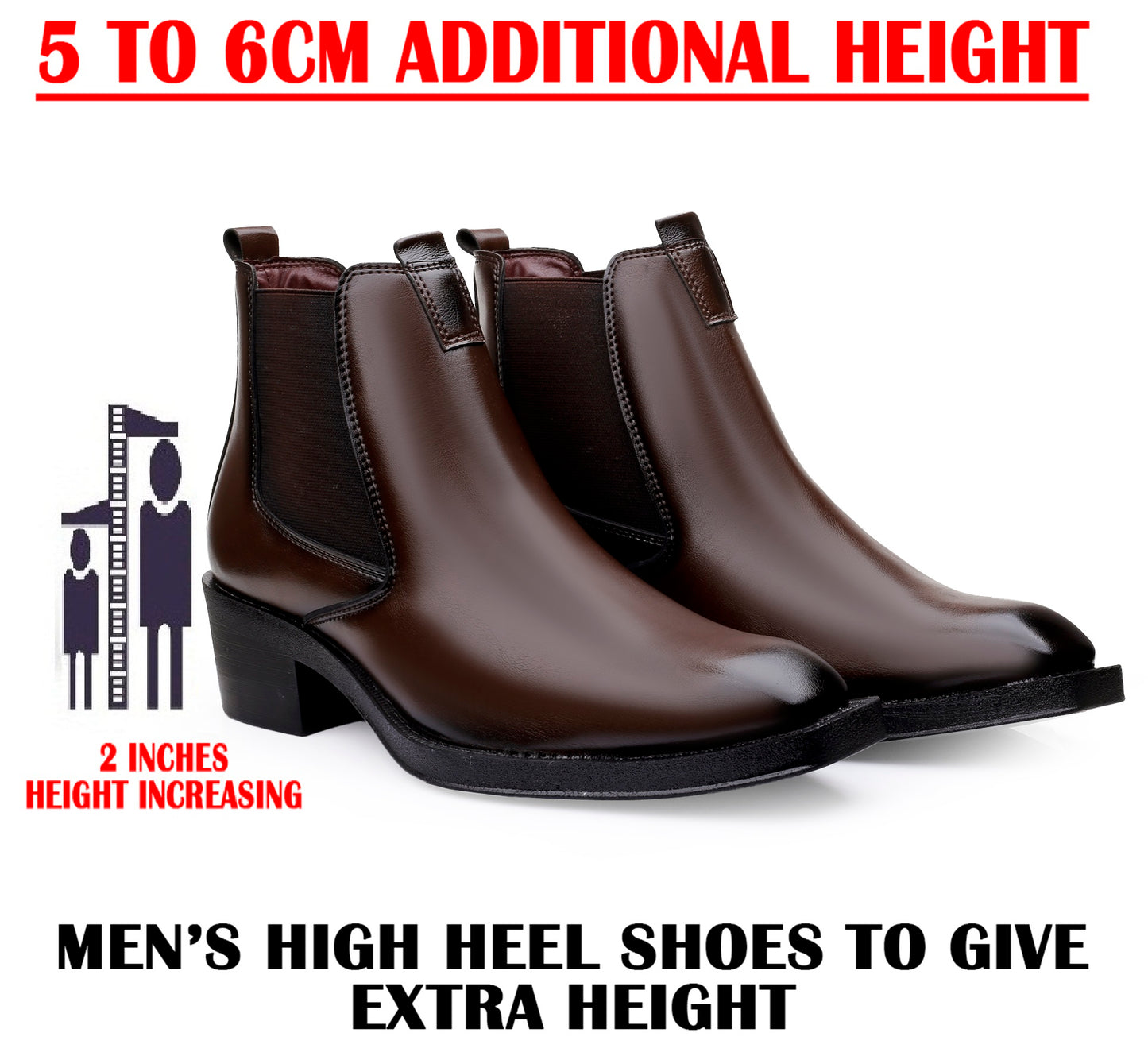Men’s Elevated Style Boots – 2 Inches Rise, Premium Finish