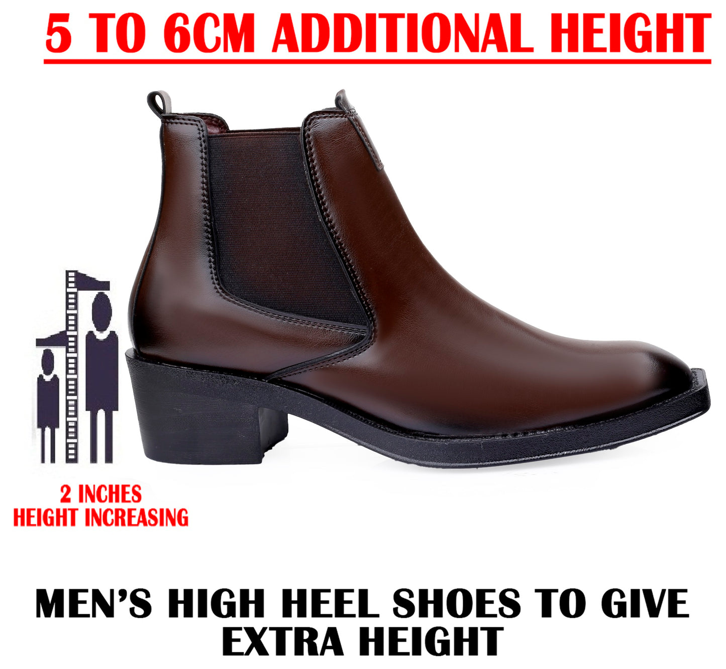 Men’s Elevated Style Boots – 2 Inches Rise, Premium Finish