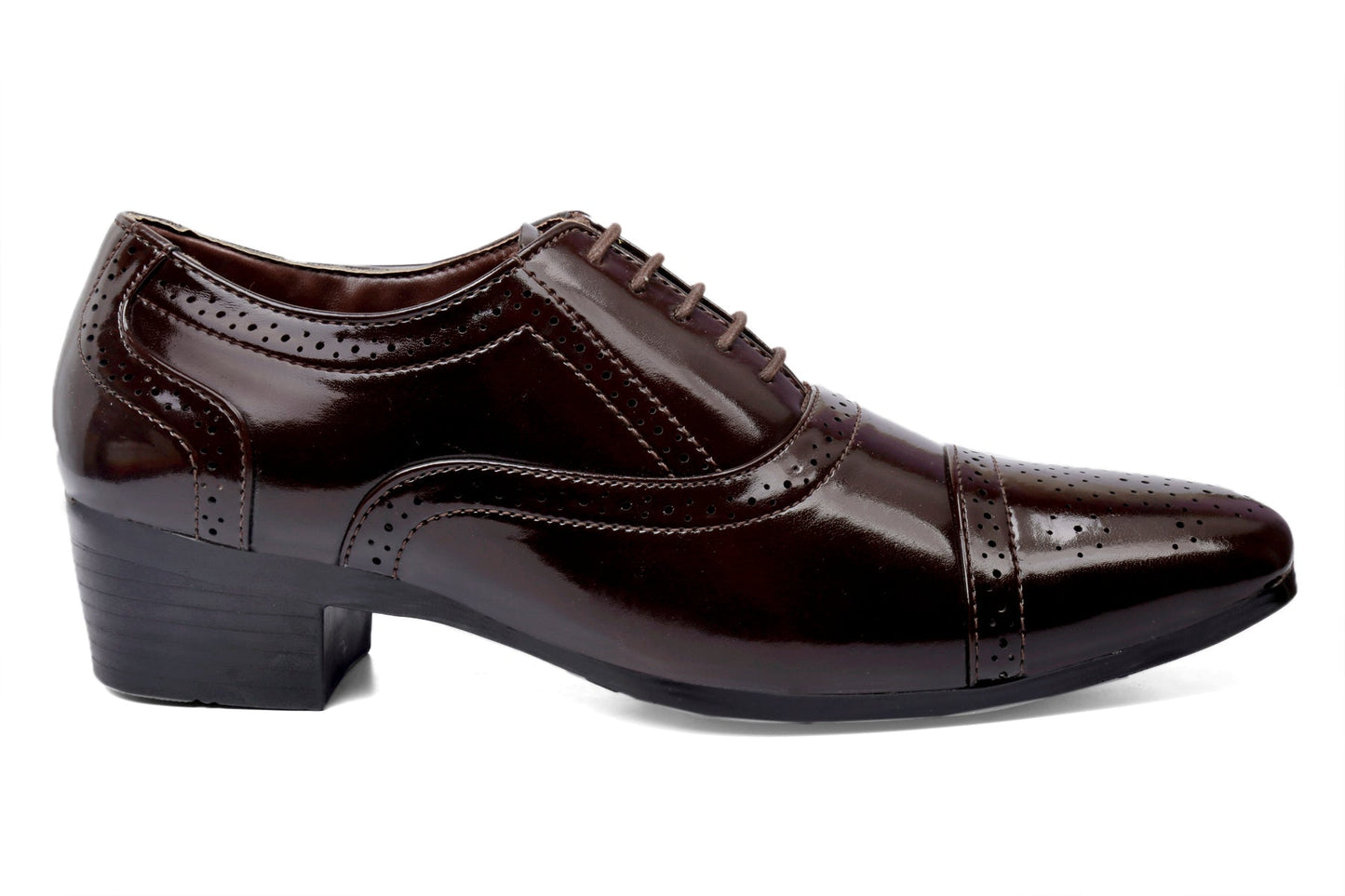 Men's Height Increasing Faux Leather Oxford Semi Brogue Formal Lace-Up Shoes