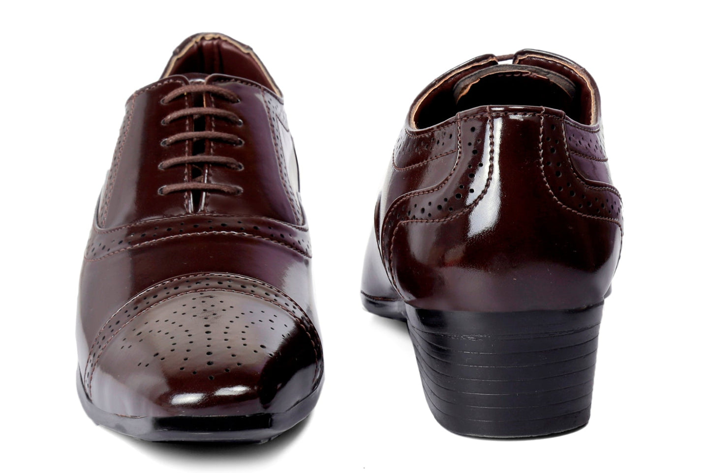 Men's Height Increasing Faux Leather Oxford Semi Brogue Formal Lace-Up Shoes