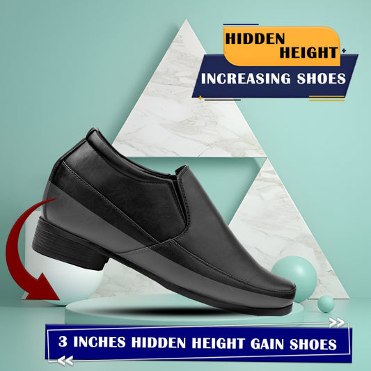 BXXY 9 cm (3.5 Inch) Hidden Height Increasing Dress Slip-on Formal Faux Leather Shoes for Men