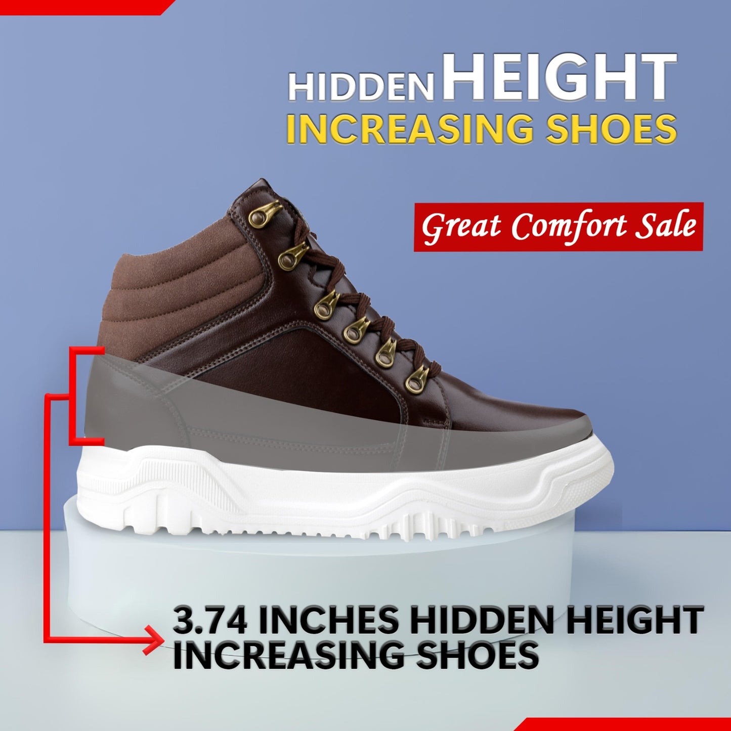Men's 3.74 (9.5CM) Inches Hidden Height Increasing Shoes