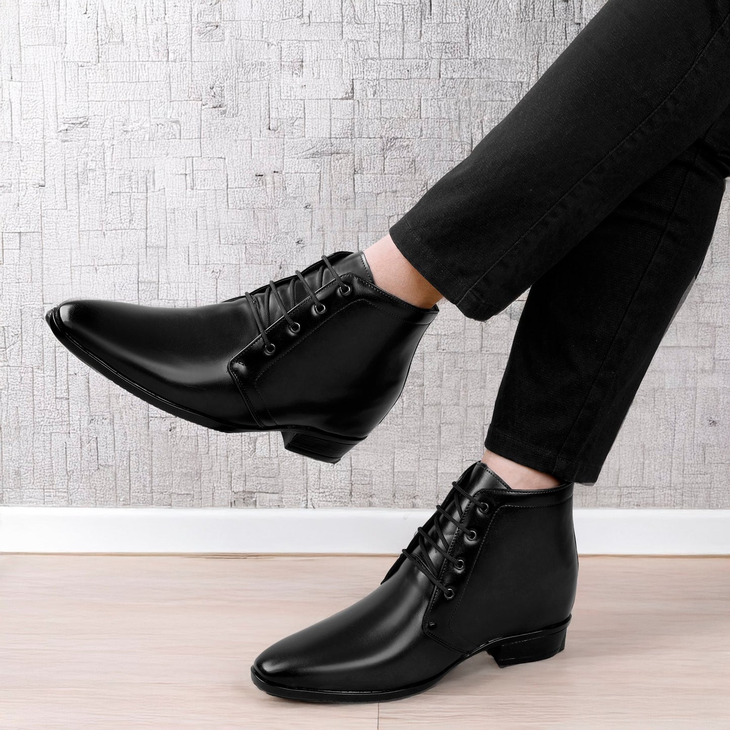 Elegant Lace-Up Elevator Boots – 3.5 Inch Height Boost
