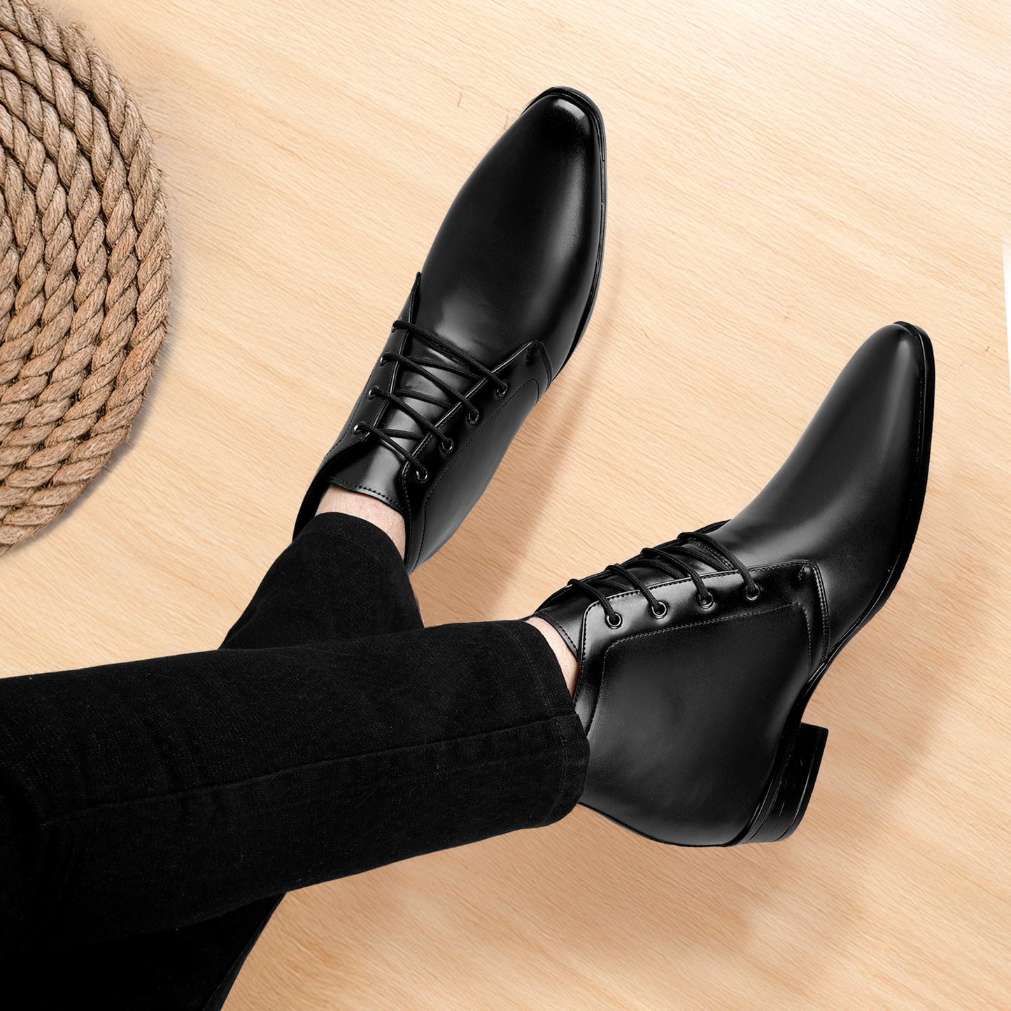 Elegant Lace-Up Elevator Boots – 3.5 Inch Height Boost