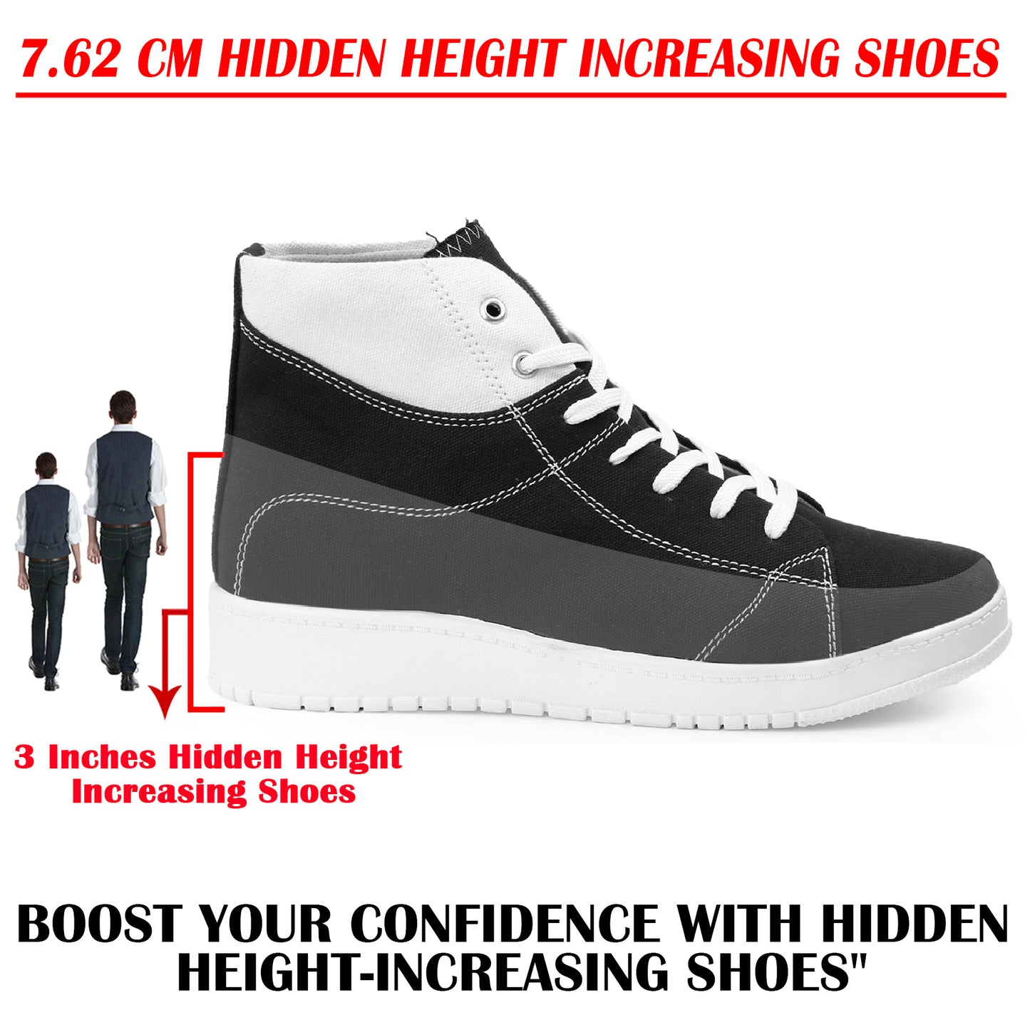Magical 3 Inch Hidden Height Increasing Sports Shoes for All Day Comfort