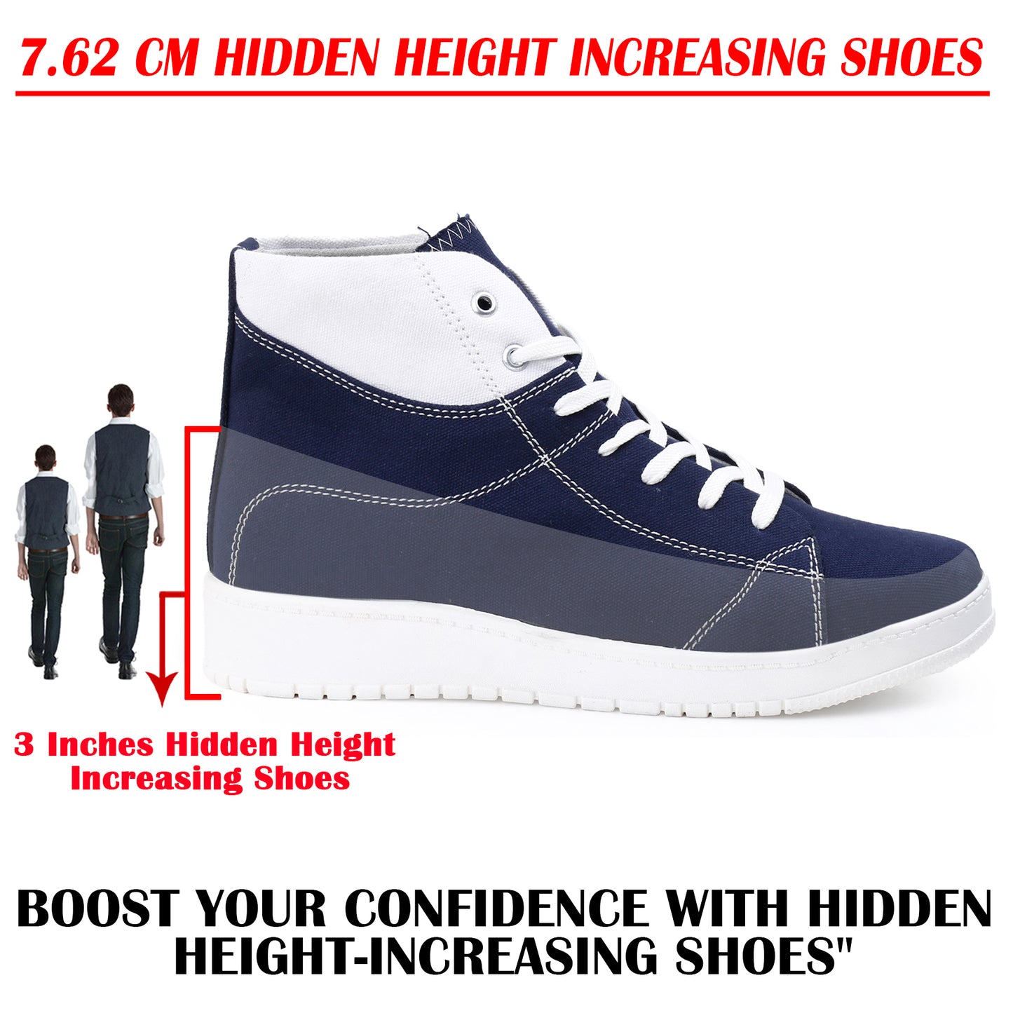 Magical 3 Inch Hidden Height Increasing Sports Shoes for All Day Comfort