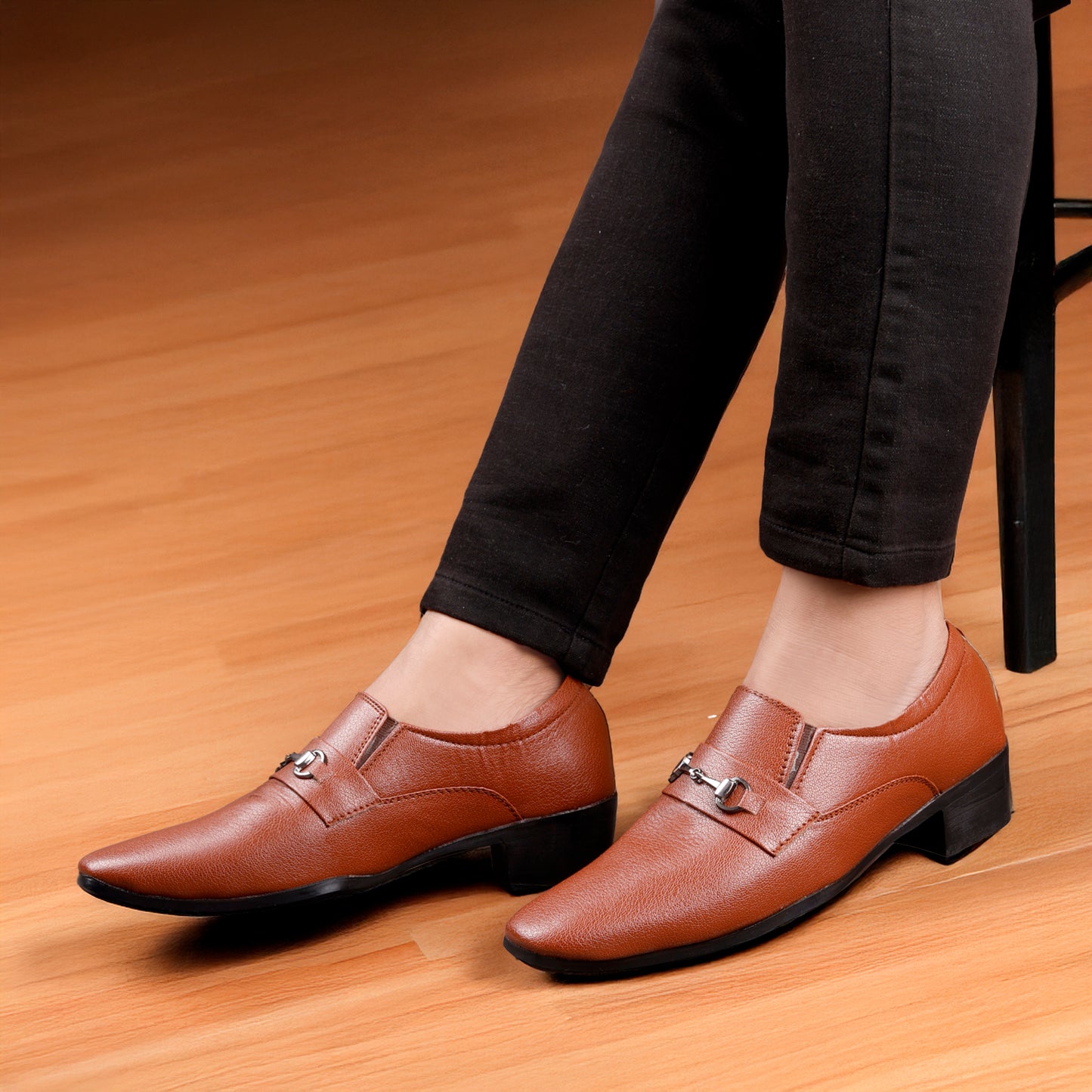 BXXY Men's Formal Height Increasing Slip-On Buckle Shoes