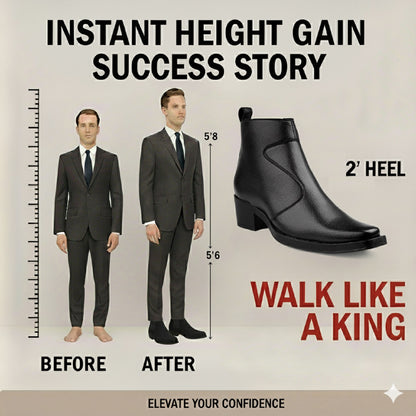 Men’s 2-Inch Hidden Heel Height Increasing Boots – Stylish & Comfortable
