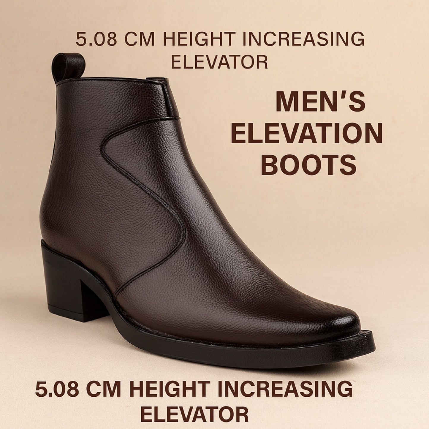 Men’s 2-Inch Hidden Heel Height Increasing Boots – Stylish & Comfortable