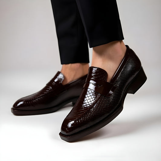 BAXXICO Men’s Croc Pattern Loafers Sophisticated Style