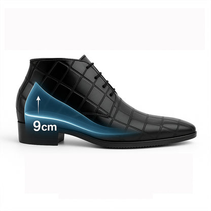 Men’s 3.5" Elevator Boots – Premium Glossy Black Formal Style