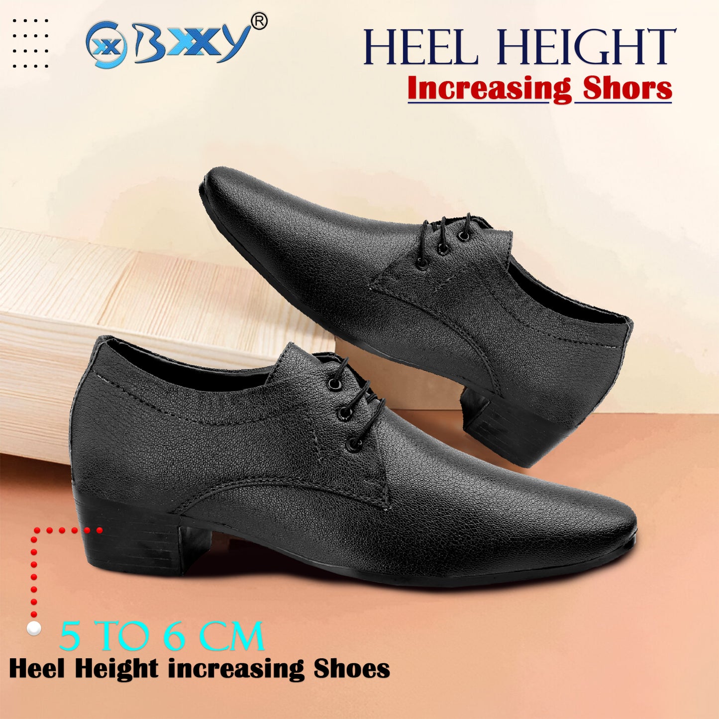 Men's Height Increasing Derby Faux Upper Formal Wear Lace Up Shoes