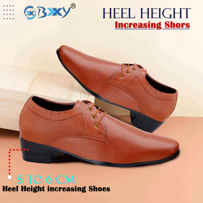 Men's Height Increasing Derby Faux Upper Formal Wear Lace Up Shoes