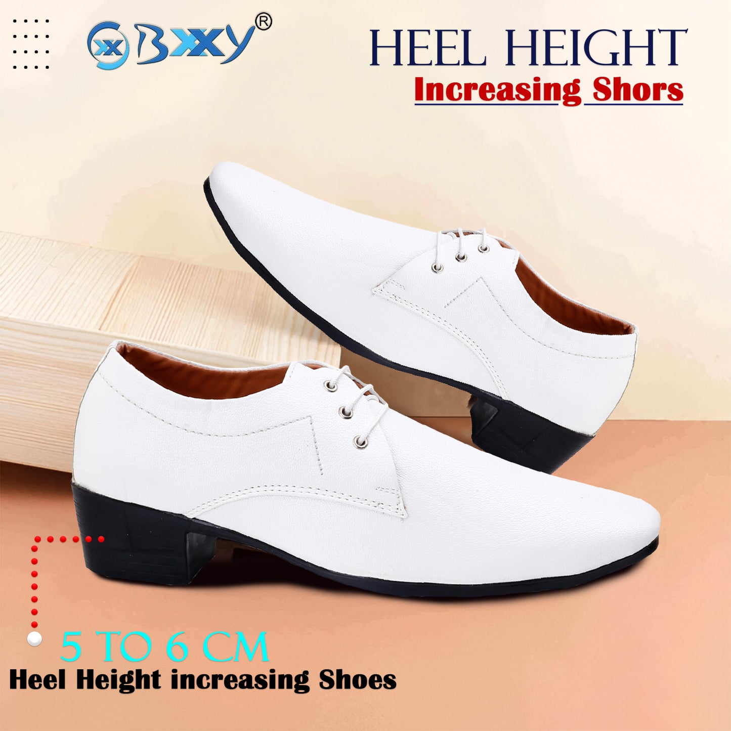 Men's Height Increasing Derby Faux Upper Formal Wear Lace Up Shoes