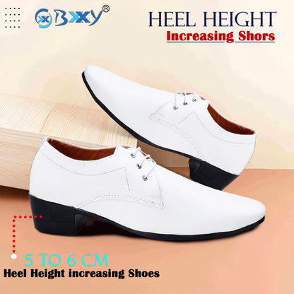 Men's Height Increasing Derby Faux Upper Formal Wear Lace Up Shoes