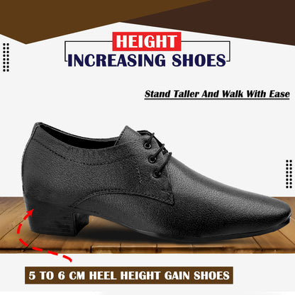 Men's Height Increasing Derby Faux Upper Formal Wear Lace Up Shoes