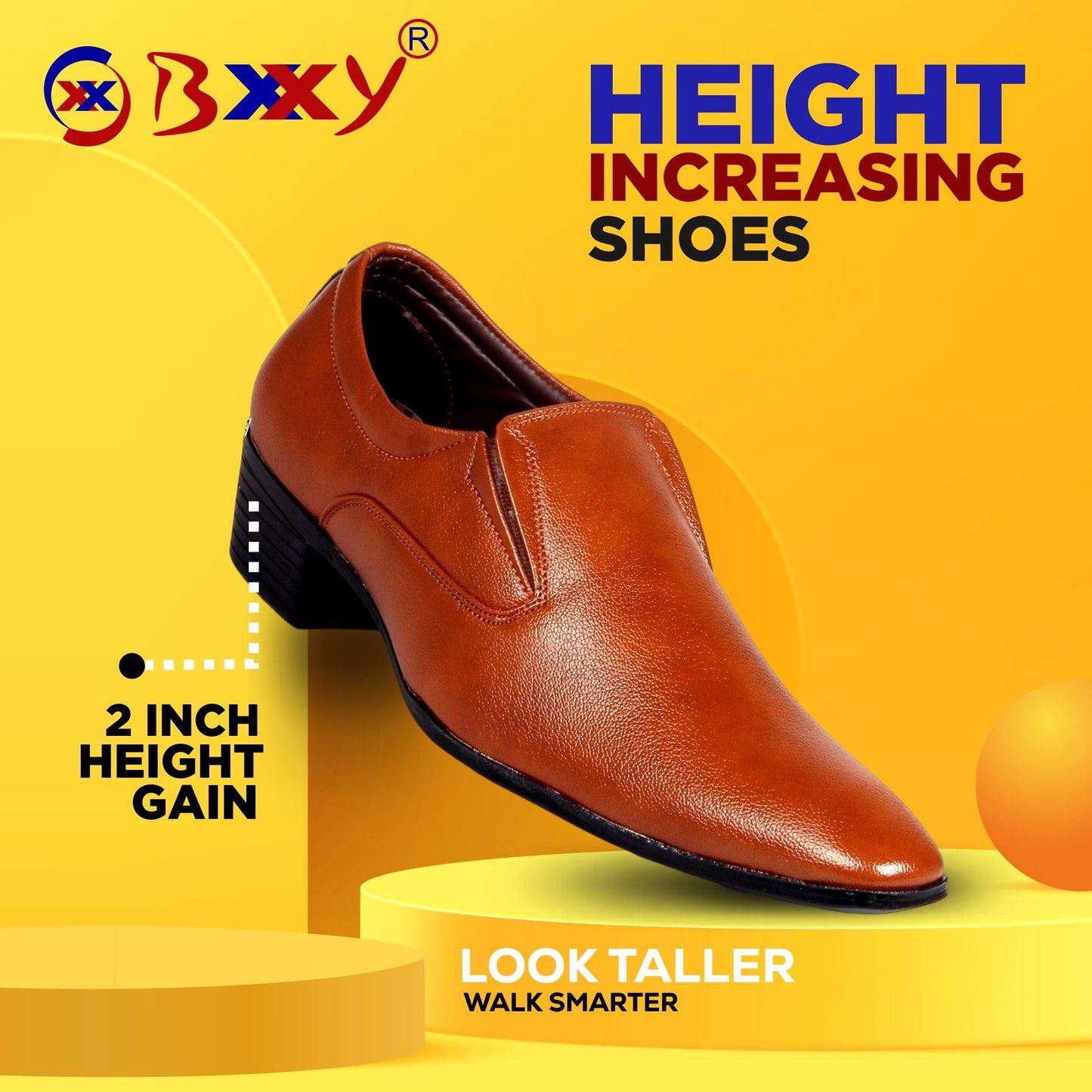 Bxxy's Height Increasing Vegan Leather Elevator Shoes for Men