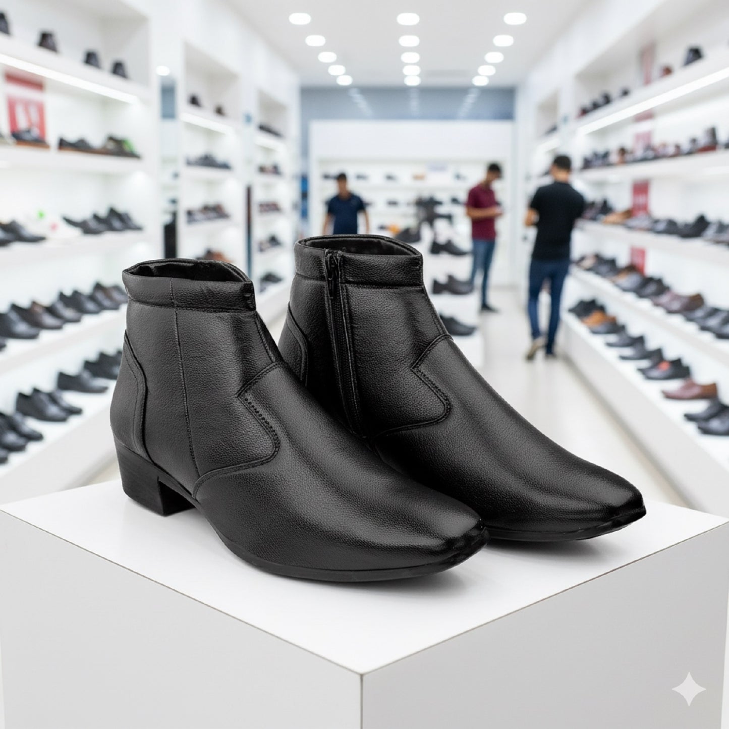 Men’s Sleek Formal Boots with Side Zipper Closure