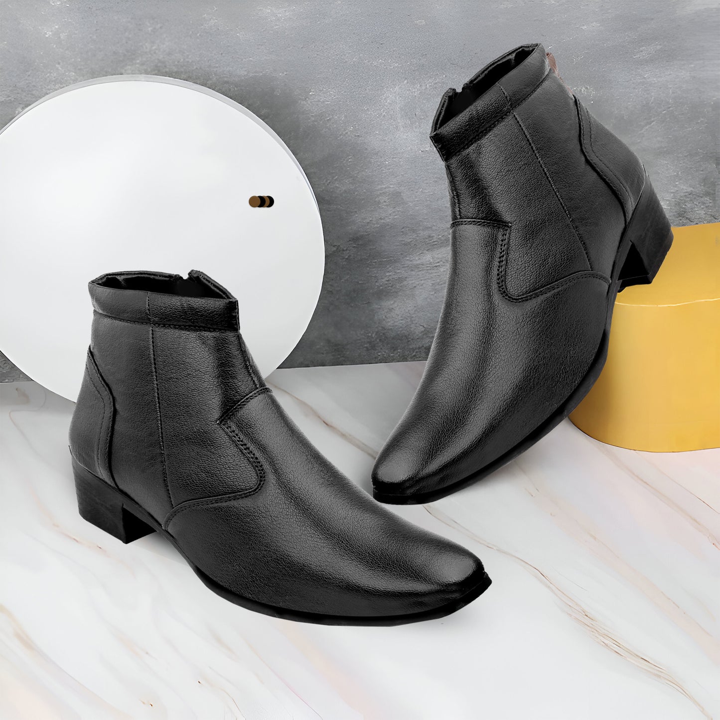 Men’s Sleek Formal Boots with Side Zipper Closure