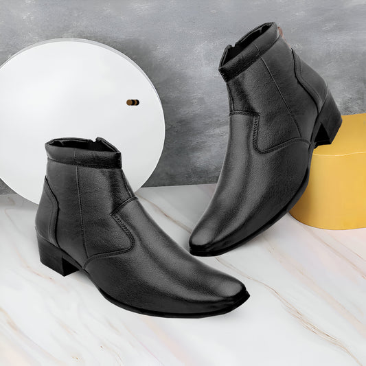 Men’s Sleek Formal Boots with Side Zipper Closure