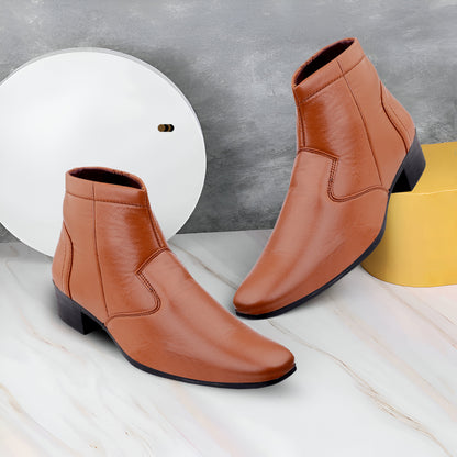 Men’s Sleek Formal Boots with Side Zipper Closure