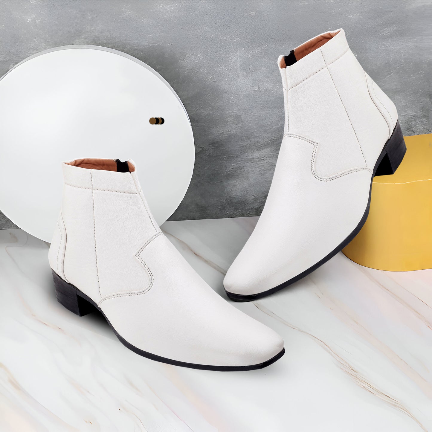 Men’s Sleek Formal Boots with Side Zipper Closure