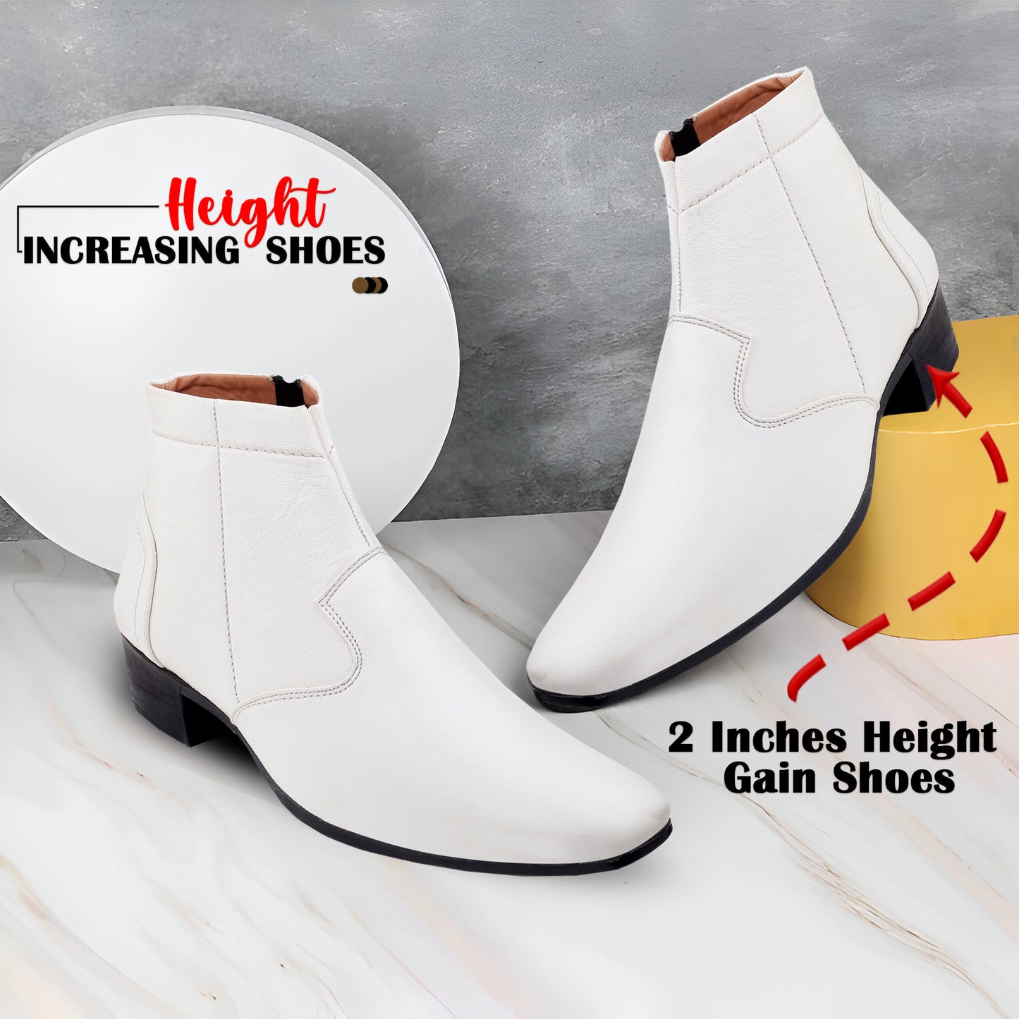 Bxxy 2-Inch Lift Formal Zipper Boots for Men