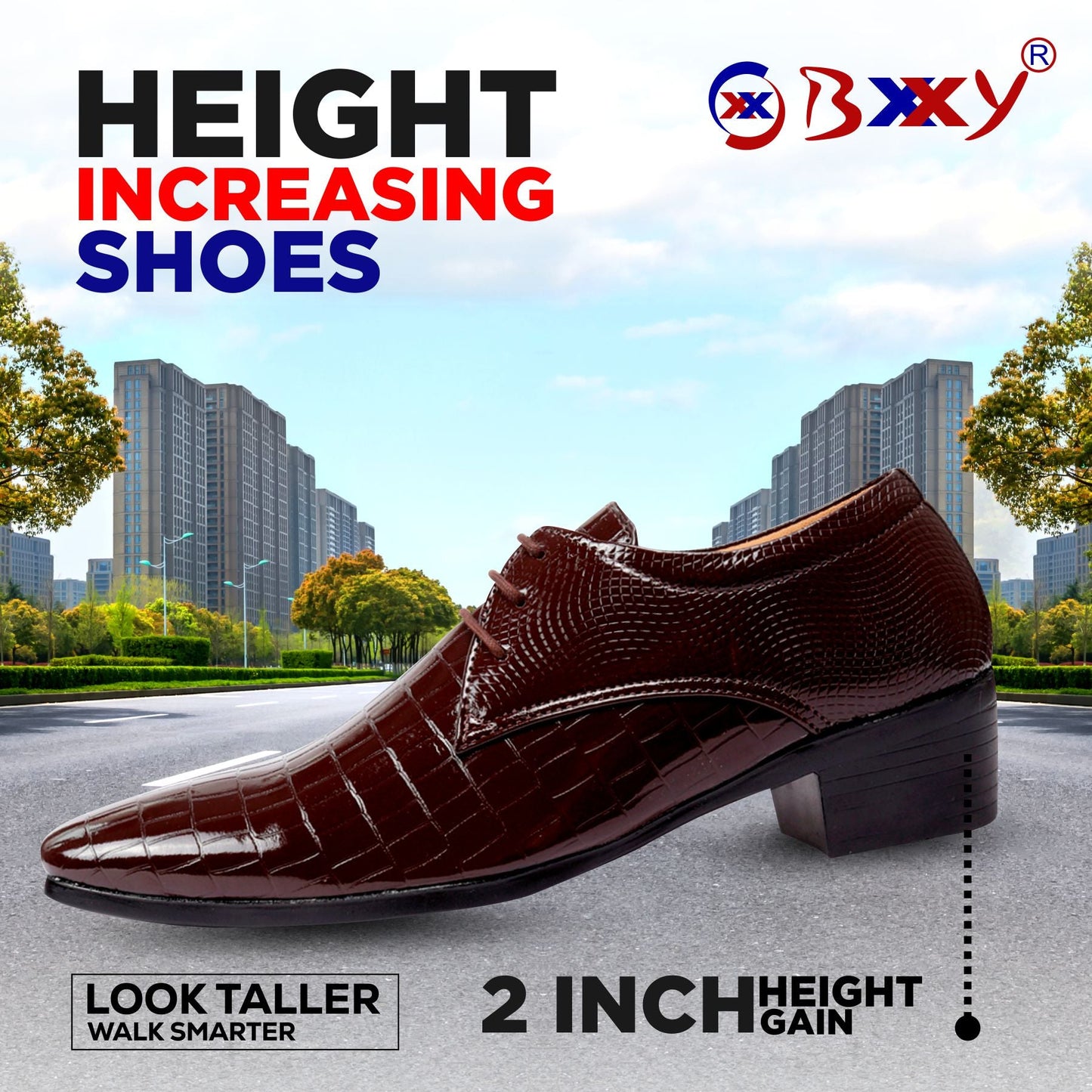 BXXY Height-Boosting Shimmer Moccasins for Men