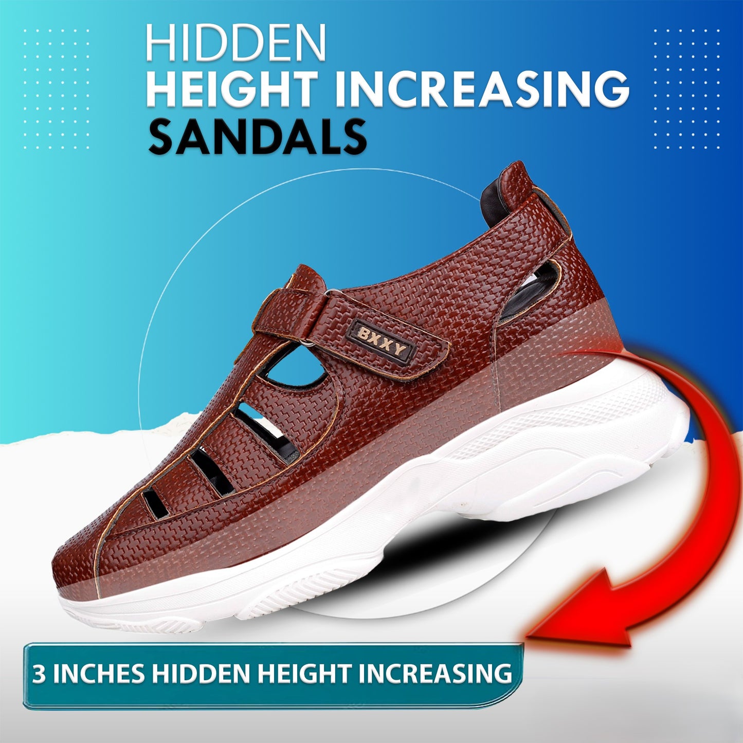 Bxxy's 3 Inch Height Increasing Elevator Sandals for Men