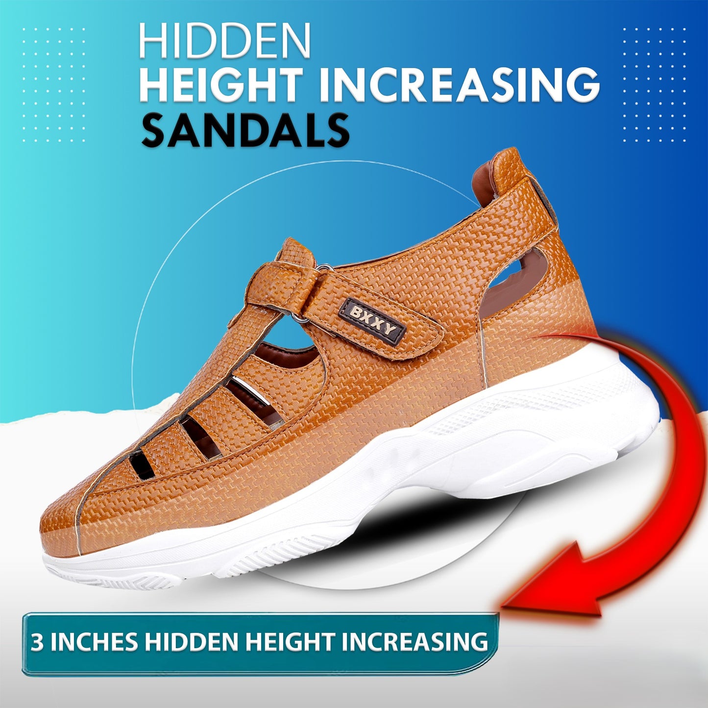 Bxxy's 3 Inch Height Increasing Elevator Sandals for Men