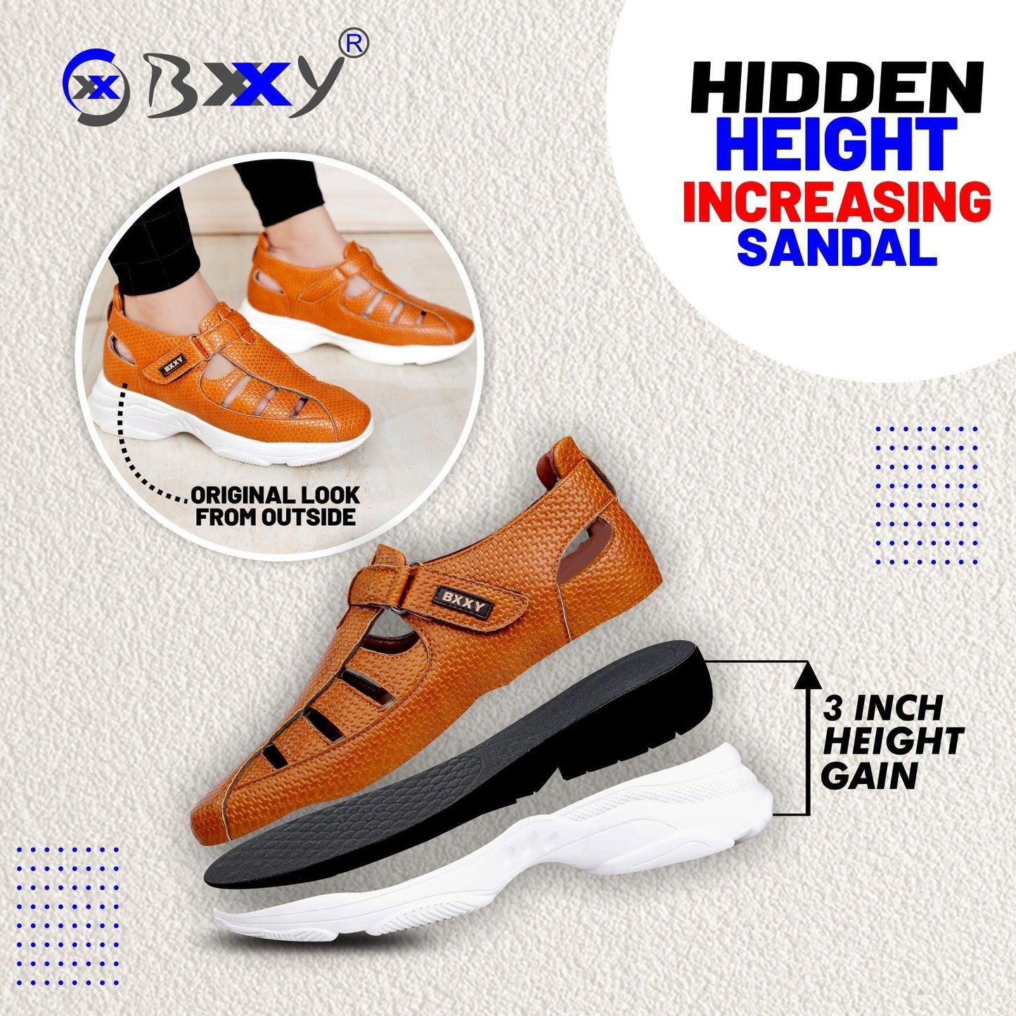 Bxxy's 3 Inch Height Increasing Elevator Sandals for Man