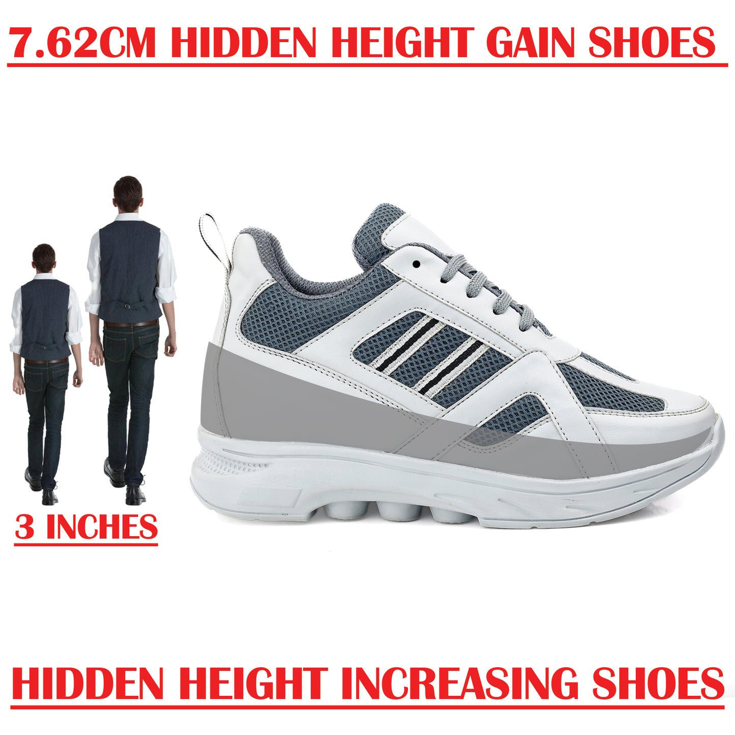 Men's 3 Inches Hidden Height Increasing Shoes