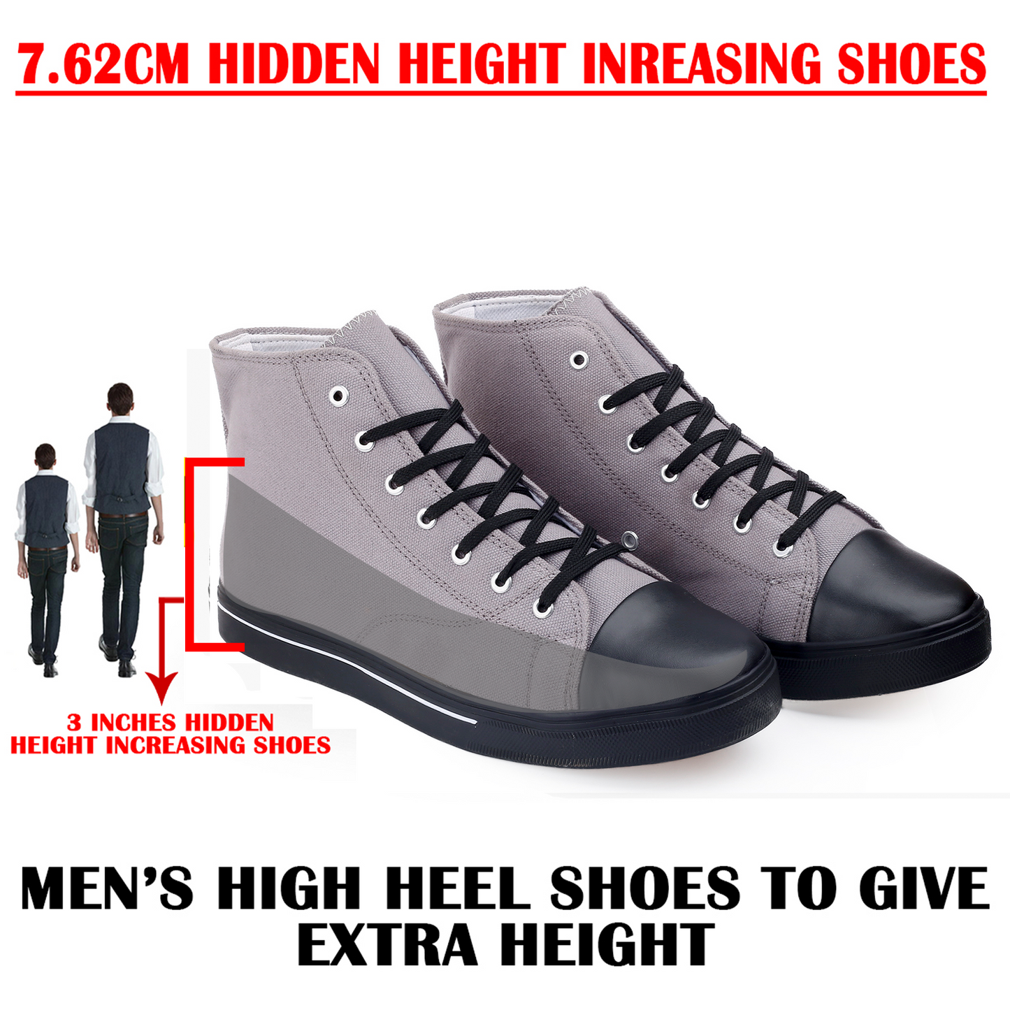 Men's 3 Inch Hidden Height Increasing Shoes