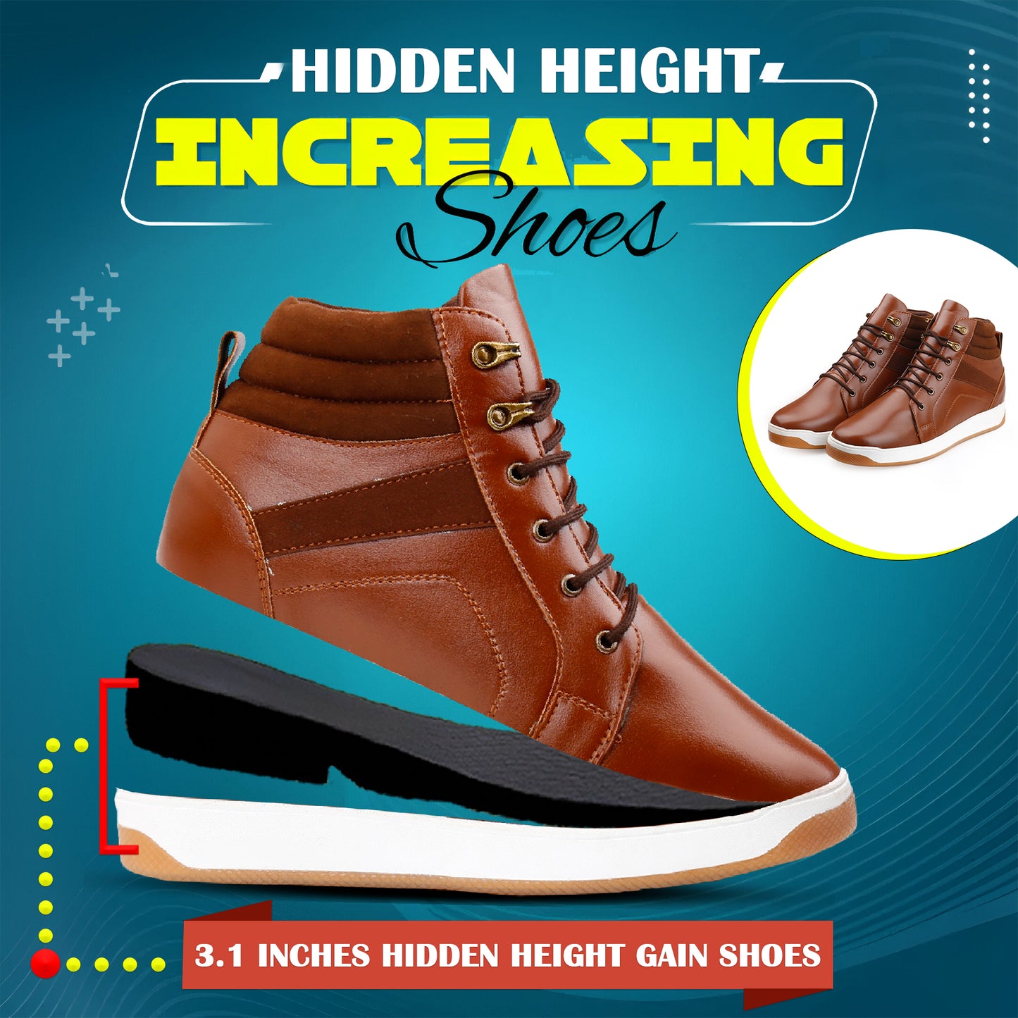 Men's 3.1 Inches (8CM) Hidden Height Increasing Boots